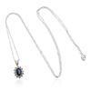 Image 1 : 14KT White Gold 0.50 ctw Sapphire and Diamond Pendant With Chain