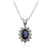 Image 2 : 14KT White Gold 0.50 ctw Sapphire and Diamond Pendant With Chain