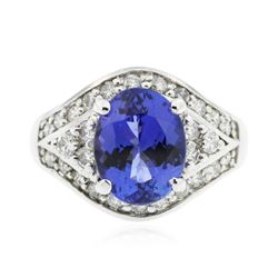 14KT White Gold 3.28 ctw Tanzanite and Diamond Ring