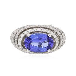 14KT White Gold 3.11 ctw Tanzanite and Diamond Ring