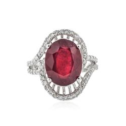 14KT White Gold 7.70 ctw Ruby and Diamond Ring