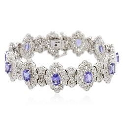 14KT White Gold 7.92 ctw Tanzanite and Diamond Bracelet