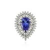 Image 1 : 14KT White Gold 4.05 ctw Tanzanite and Diamond Ring