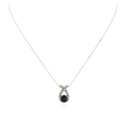 14KT White Gold 1.52 ctw Sapphire and Diamond Pendant With Chain