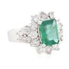 Image 2 : 14KT White Gold 2.36 ctw Emerald and Diamond Ring