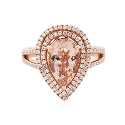 14KT Rose Gold 2.95 ctw Morganite and Diamond Ring