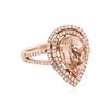 Image 2 : 14KT Rose Gold 2.95 ctw Morganite and Diamond Ring