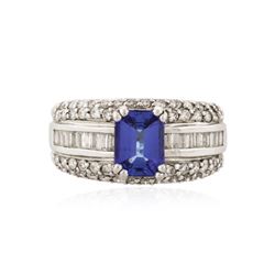 14KT White Gold 1.46 ctw Tanzanite and Diamond Ring