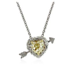 Platinum 1.28 ctw Diamond Pendant With Chain