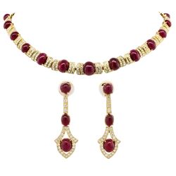 18KT Yellow Gold 47.33 ctw Ruby and Diamond Suite