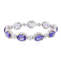 14KT Two-Tone Gold 25.74 ctw Tanzanite and Diamond Bracelet