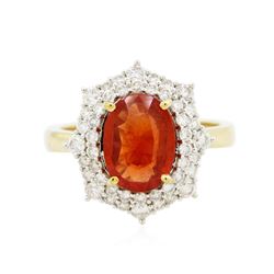 14KT Yellow Gold 2.02 ctw Padparadscha and Diamond Ring