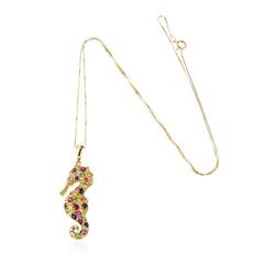 14KT Yellow Gold 1.53 ctw Multi Gemstone Pendant With Chain