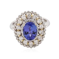 18KT Two-Tone Gold 2.28 ctw Tanzanite and Diamond Ring