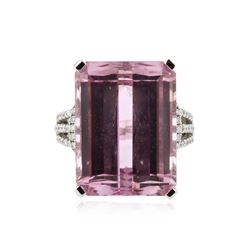 18KT White Gold 12.46 ctw Kunzite and Diamond Ring