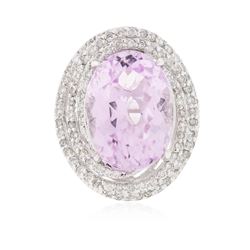 14KT White Gold 14.76 ctw Kunzite and Diamond Ring