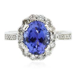 14KT White Gold 2.24 ctw Tanzanite and Diamond Ring