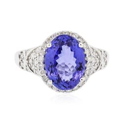 14KT White Gold 3.62 ctw Tanzanite and Diamond Ring