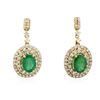 Image 1 : 14KT Yellow Gold 1.84 ctw Emerald and Diamond Earrings