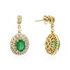 Image 2 : 14KT Yellow Gold 1.84 ctw Emerald and Diamond Earrings