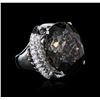 Image 2 : 14KT White Gold 56.17 ctw Tourmaline and Diamond Ring