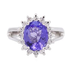 14KT White Gold 2.90 ctw Tanzanite and Diamond Ring