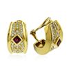 Image 1 : 18KT Yellow Gold 1.20 ctw Ruby and Diamond Earrings