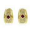 Image 2 : 18KT Yellow Gold 1.20 ctw Ruby and Diamond Earrings