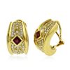 Image 3 : 18KT Yellow Gold 1.20 ctw Ruby and Diamond Earrings
