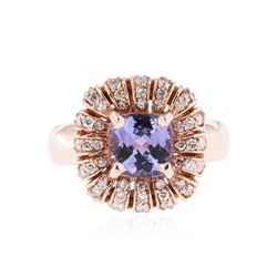 14KT Rose Gold 1.68 ctw Tanzanite and Diamond Ring