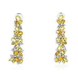 18KT White Gold 25.20 ctw Yellow Sapphire and Diamond Earrings