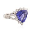Image 2 : 14KT White Gold 5.30 ctw Tanzanite and Diamond Ring