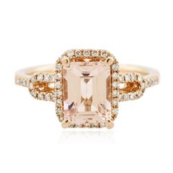 14KT Rose Gold 1.66 ctw Morganite and Diamond Ring