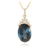 Image 2 : 14KT Yellow Gold 37.74 ctw Topaz and Diamond Pendant With Chain