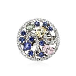 14KT White Gold 3.18 ctw Sapphire and Diamond Ring