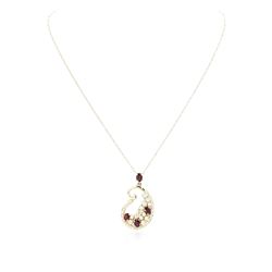 14KT Yellow Gold 1.68 ctw Ruby and Diamond Pendant With Chain