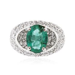 14KT White Gold 2.50 ctw Emerald and Diamond Ring