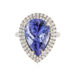 14KT White Gold 8.89 ctw Tanzanite and Diamond Ring