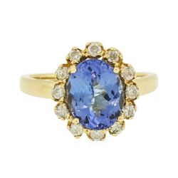 14KT Yellow Gold 2.92 ctw Tanzanite and Diamond Ring