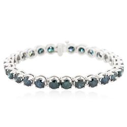 14KT White Gold 16.98 ctw Blue Diamond Tennis Bracelet
