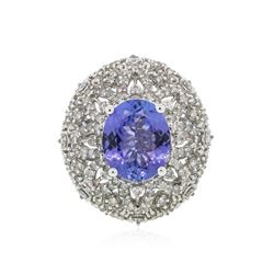 14KT White Gold 3.32 ctw Tanzanite and Diamond Ring