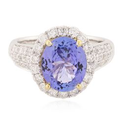 14KT Two-Tone Gold 3.35 ctw Tanzanite and Diamond Ring