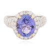 Image 1 : 14KT Two-Tone Gold 3.35 ctw Tanzanite and Diamond Ring