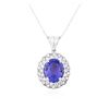 Image 2 : 14KT White Gold 5.50 ctw Tanzanite and Diamond Pendant With Chain