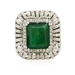 14KT White Gold 12.25 ctw Emerald and Diamond Ring