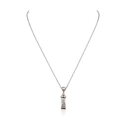 18KT White Gold Princess and Diamond Pendant With Chain