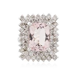 14KT White Gold 6.20 ctw Morganite and Diamond Ring