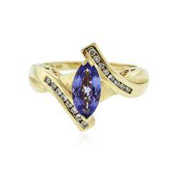 14KT Yellow Gold 0.99 ctw Tanzanite and Diamond Ring