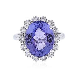 14KT White Gold 7.48 ctw Tanzanite and Diamond Ring