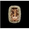 Image 1 : 14KT Yellow Gold GIA Certified 38.31 ctw Morganite and Diamond Ring